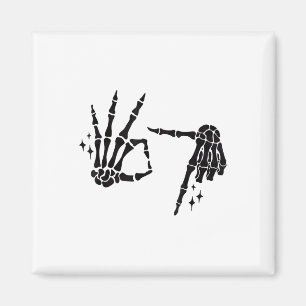 Funny 67 Meme Skeleton Hand 6 7 Halloween Six Seve Magnet
