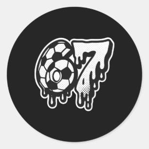 Funny 67 Meme Slang Soccer Ice Cream Drip Six Seve Classic Round Sticker