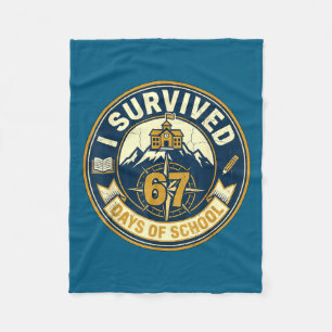 Funny 67 Meme Student I Survived 67 Days Of School Fleece Blanket