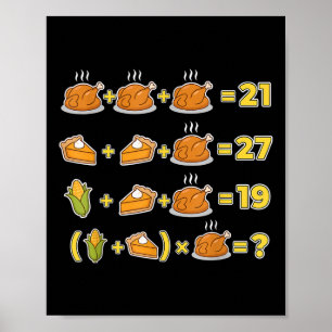 Funny 67 Meme Thanksgiving Math Logic Puzzle Turke Poster