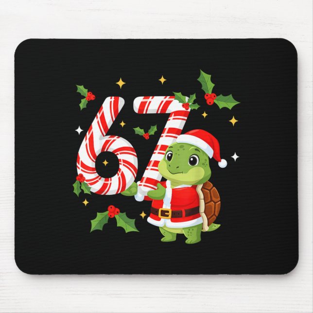 Funny 67 Meme Turtle Christmas Pjm Men Women Famil Mouse Pad (Front)