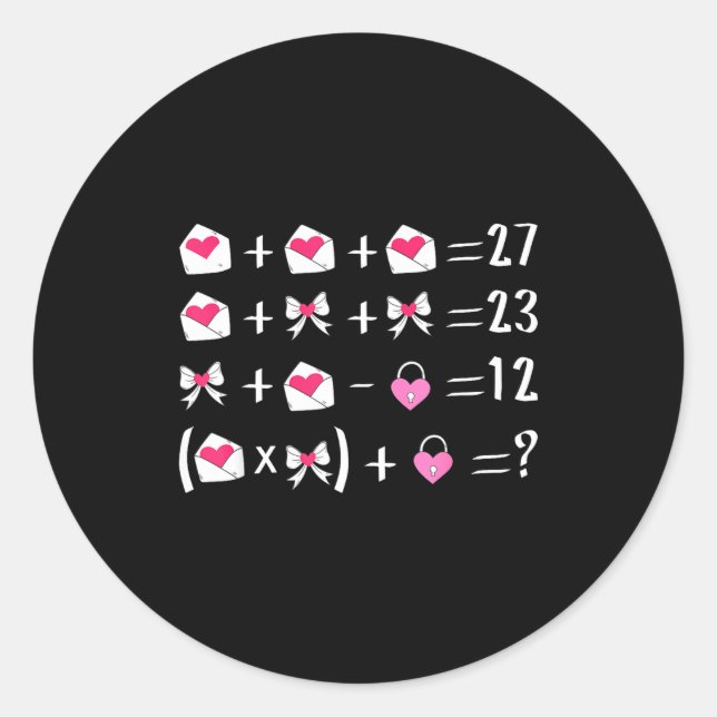 Funny 67 Meme Valentine Math Teacher Bow Six Seven Classic Round Sticker (Front)