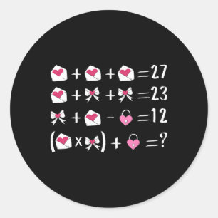 Funny 67 Meme Valentine Math Teacher Bow Six Seven Classic Round Sticker