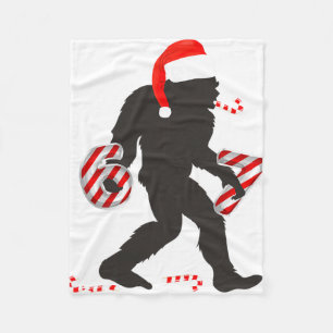Funny 67 Meme With Bigfoot And Candy Canes Christm Fleece Blanket