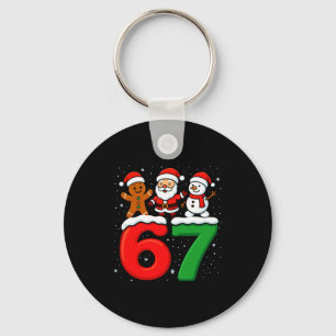 Funny 67 Meme Xmas Six Seven Santa Snowman Christm Key Ring