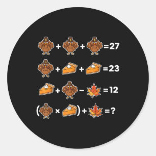 Funny 67 Memethanksgiving Math Teacher Puzzle Turk Classic Round Sticker
