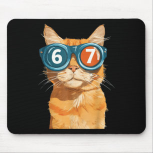 Funny 67 Orange Cat Meme Six Seven Matching Cats M Mouse Pad