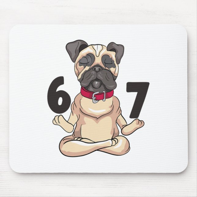 Funny 67 Pug Dog Yoga Hand Pose Graphic  Mouse Pad (Front)