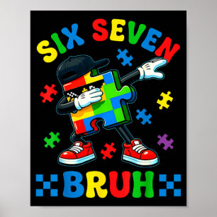 Funny 67 Puzzle Dab Autism Awareness 6 7 Men Boys Poster