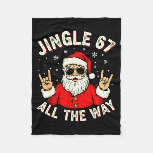 Funny 67 Rock On Santa Six Seven Trendy Meme Holid Fleece Blanket