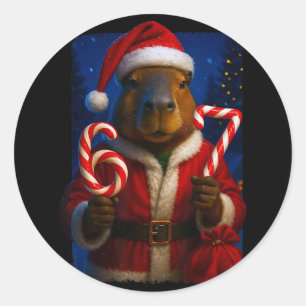Funny 67 Santa Capyra Six Seven Ironic Christmas M Classic Round Sticker