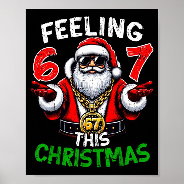 Funny 67 Santa Christmas Shirts Kids Teen Boys 6-7 Poster (Front)