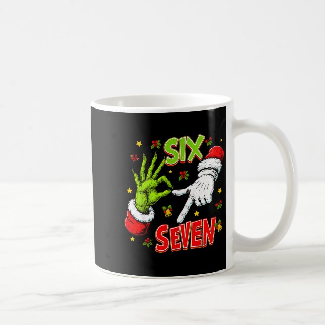 Funny 67 Santa Hand Christmas Six Seven Meme Teens Coffee Mug (Right)