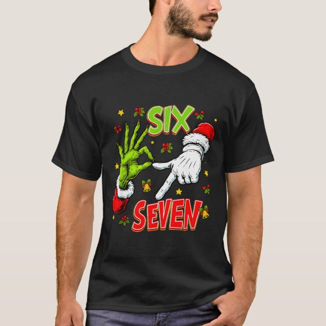 Funny 67 Santa Hand Christmas Six Seven Meme Teens T-Shirt (Front)