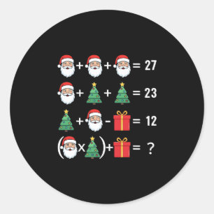 Funny 67 Santa Tree Math Teacher Christmas Xmas Hu Classic Round Sticker