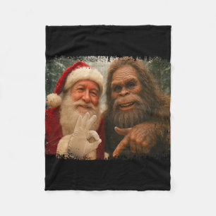 Funny 67 Santa With Bigfoot Six Seven 6 7 Meme Chr Fleece Blanket