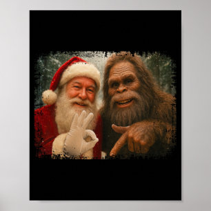 Funny 67 Santa With Bigfoot Six Seven 6 7 Meme Chr Poster
