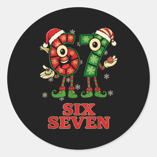 Funny 67 Six Seven 6-7 Italian Christmas Holiday W Classic Round Sticker (Front)