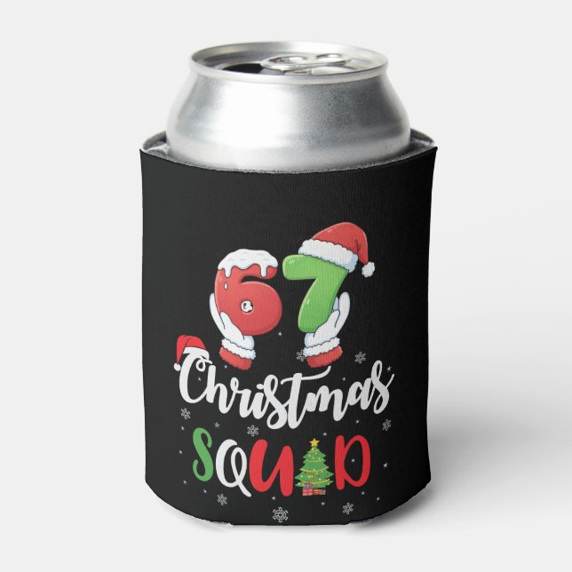 Funny 67 Six Seven Brianrot Christmas Squad Can Cooler (Can Front)