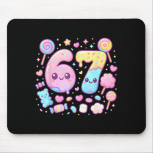 Funny 67 Six Seven Candy 6 7 Meme Gen Alpha Kawaii Mouse Pad