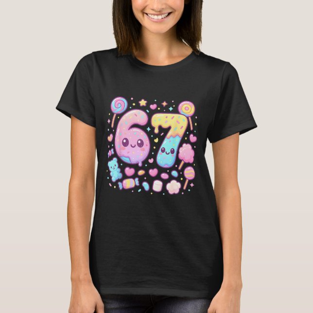 Funny 67 Six Seven Candy 6 7 Meme Gen Alpha Kawaii T-Shirt (Front)