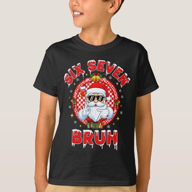 Funny 67 Six Seven Christmas Bruh Santa Kids Boys  T-Shirt (Front)