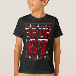 Funny 67 Six Seven Christmas Bruh Santa Kids Boys T-Shirt