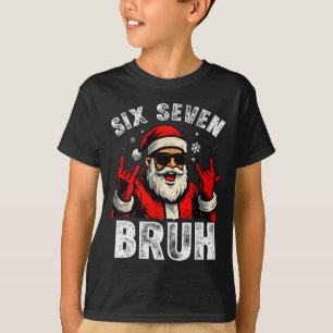 Funny 67 Six Seven Christmas Bruh Santa Kids Boys T-Shirt