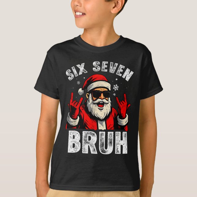 Funny 67 Six Seven Christmas Bruh Santa Kids Boys  T-Shirt (Front)