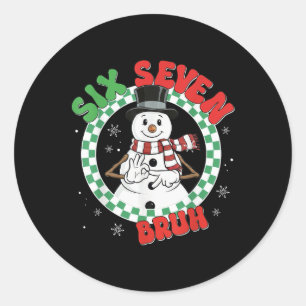 Funny 67 Six Seven Christmas Bruh Snowman Kids Boy Classic Round Sticker