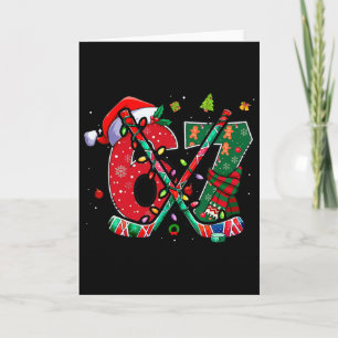 Funny 67 Six Seven Christmas Ice Hockey Card