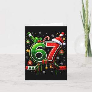 Funny 67 Six Seven Christmas Ice Hockey  Card