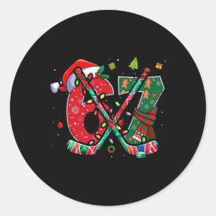 Funny 67 Six Seven Christmas Ice Hockey  Classic Round Sticker