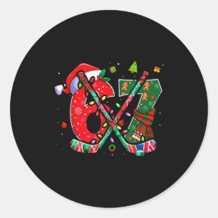 Funny 67 Six Seven Christmas Ice Hockey Classic Round Sticker
