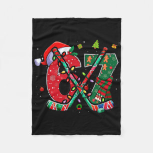 Funny 67 Six Seven Christmas Ice Hockey Fleece Blanket