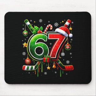 Funny 67 Six Seven Christmas Ice Hockey Mouse Pad