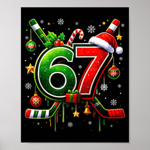 Funny 67 Six Seven Christmas Ice Hockey  Poster