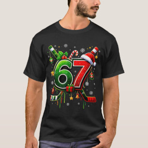 Funny 67 Six Seven Christmas Ice Hockey  T-Shirt
