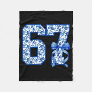 Funny 67 Six Seven Coquette Girly Blue Toile Women Fleece Blanket