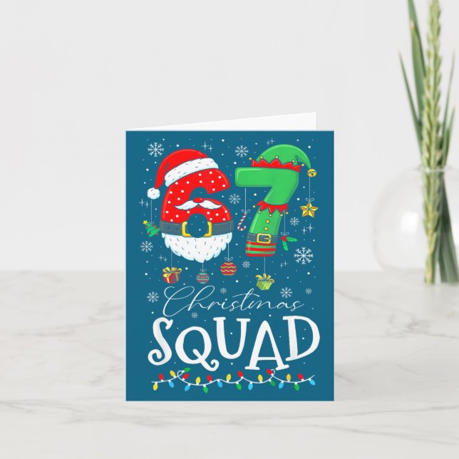 Funny 67 Six Seven Crew Meme Christmas Squad 6 7 S Card (Front)