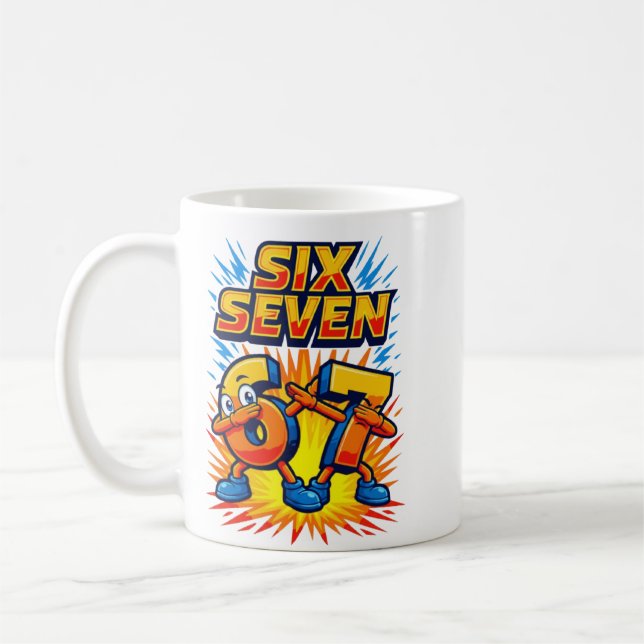 Funny 67 Six Seven Dab Italian Brainrot 6 7 Meme D Coffee Mug (Left)