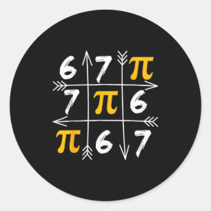Funny 67 six seven day 3.14 math meme number humor classic round sticker