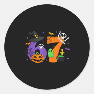 Funny 67 Six Seven Halloween Meme Gen Alpha  Classic Round Sticker