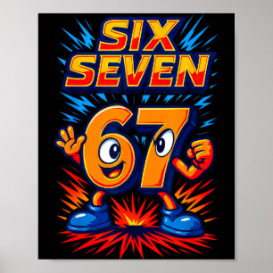 Funny 67 Six Seven Italian Brainrot Boys Girls 6 7 Poster