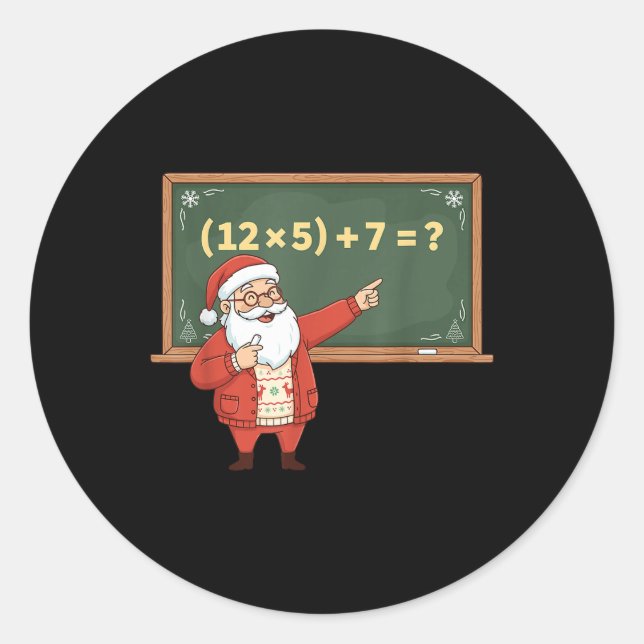 Funny 67 Six Seven Math Teacher Christmas Meme Equ Classic Round Sticker (Front)