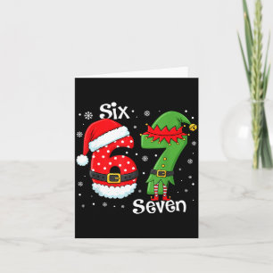 Funny 67 Six Seven Meme 6 7 Elf Santa Christmas Pa Card