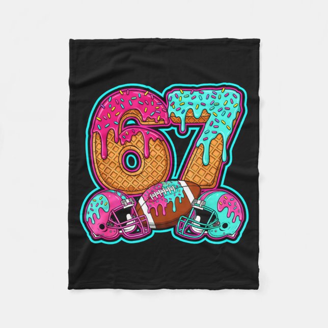 Funny 67 Six Seven Meme American Football Number # Fleece Blanket (Front)