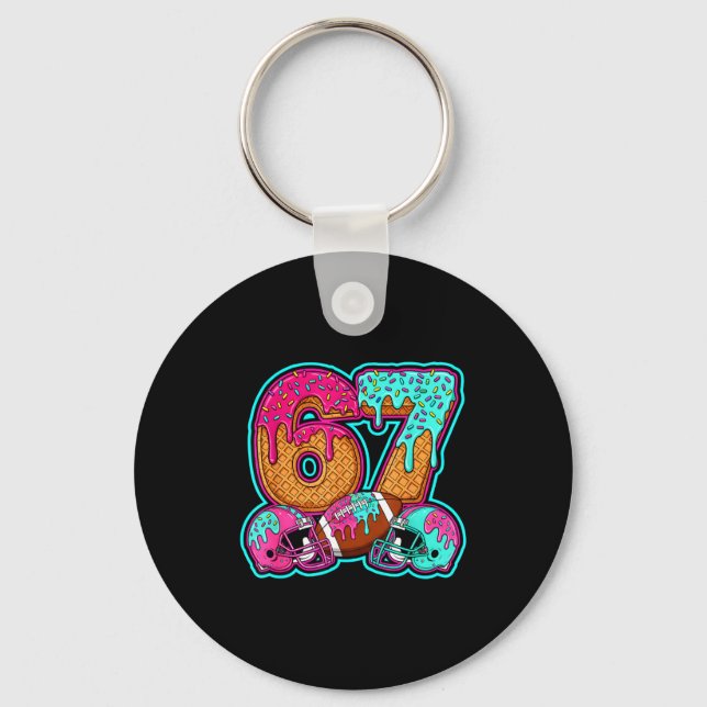 Funny 67 Six Seven Meme American Football Number # Key Ring (Front)