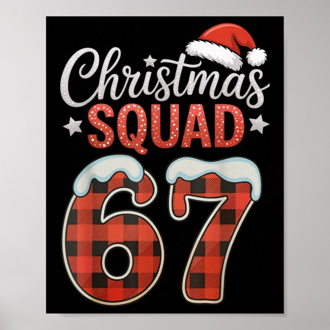 Funny 67 Six Seven Meme Brainrot 67 Christmas Squa Poster (Front)