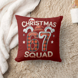 Funny 67 Six Seven Meme Brainrot Christmas Squad Cushion